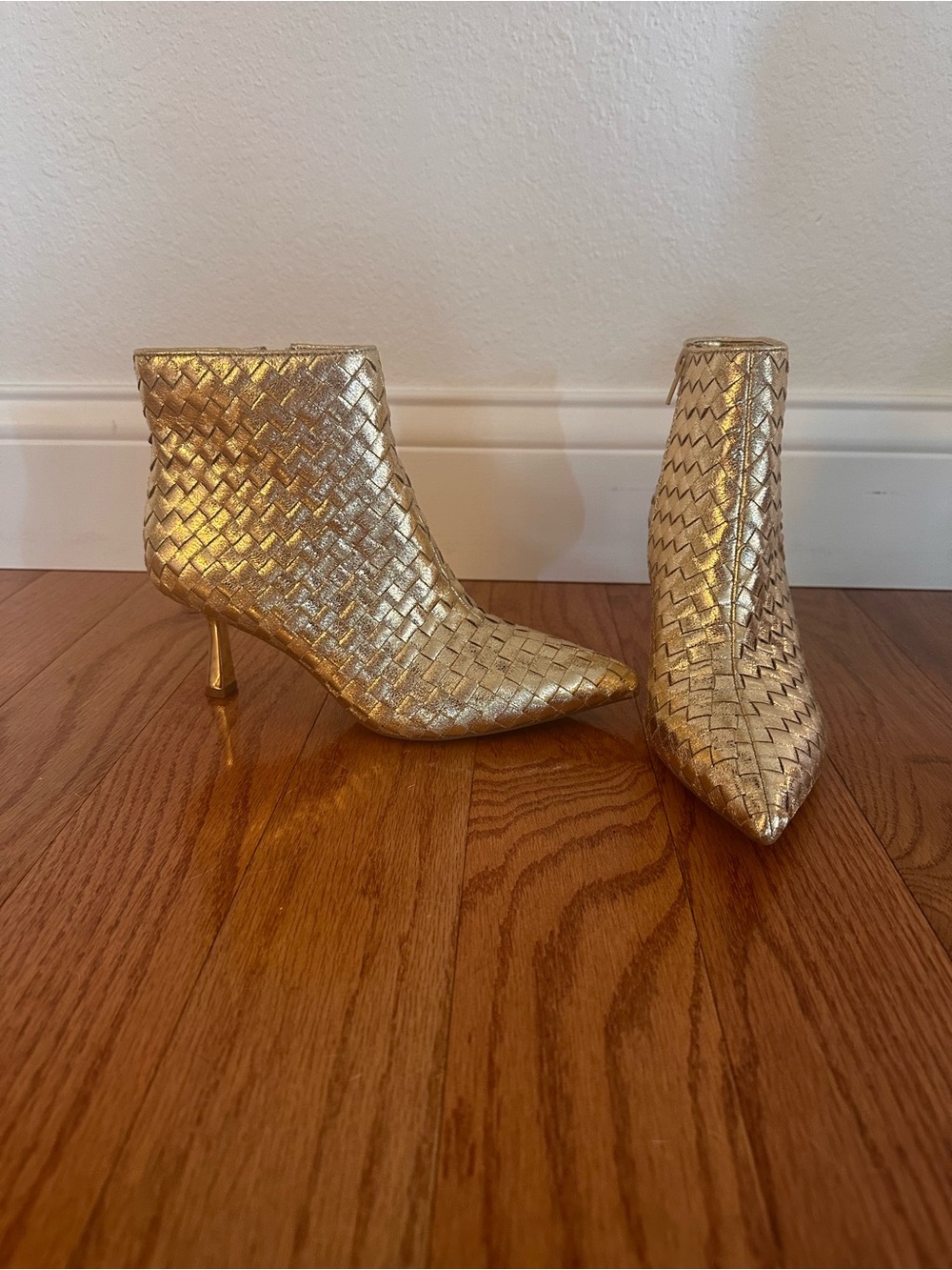 INC Gold Woven Pointed Toe Booties – Size 6.5 (NWOT)